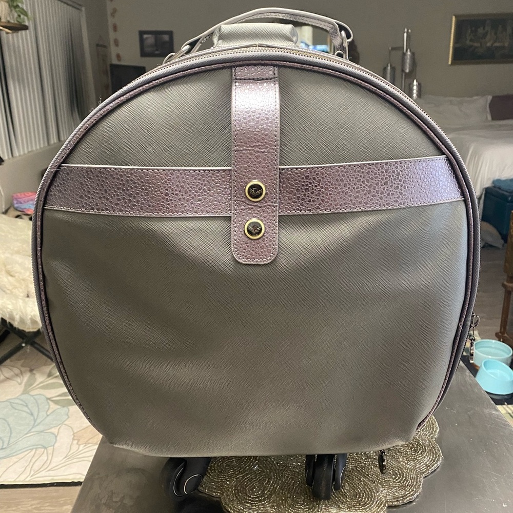 Smart Birdy Luggage In Vegan Gunmetal & Purple Accents.